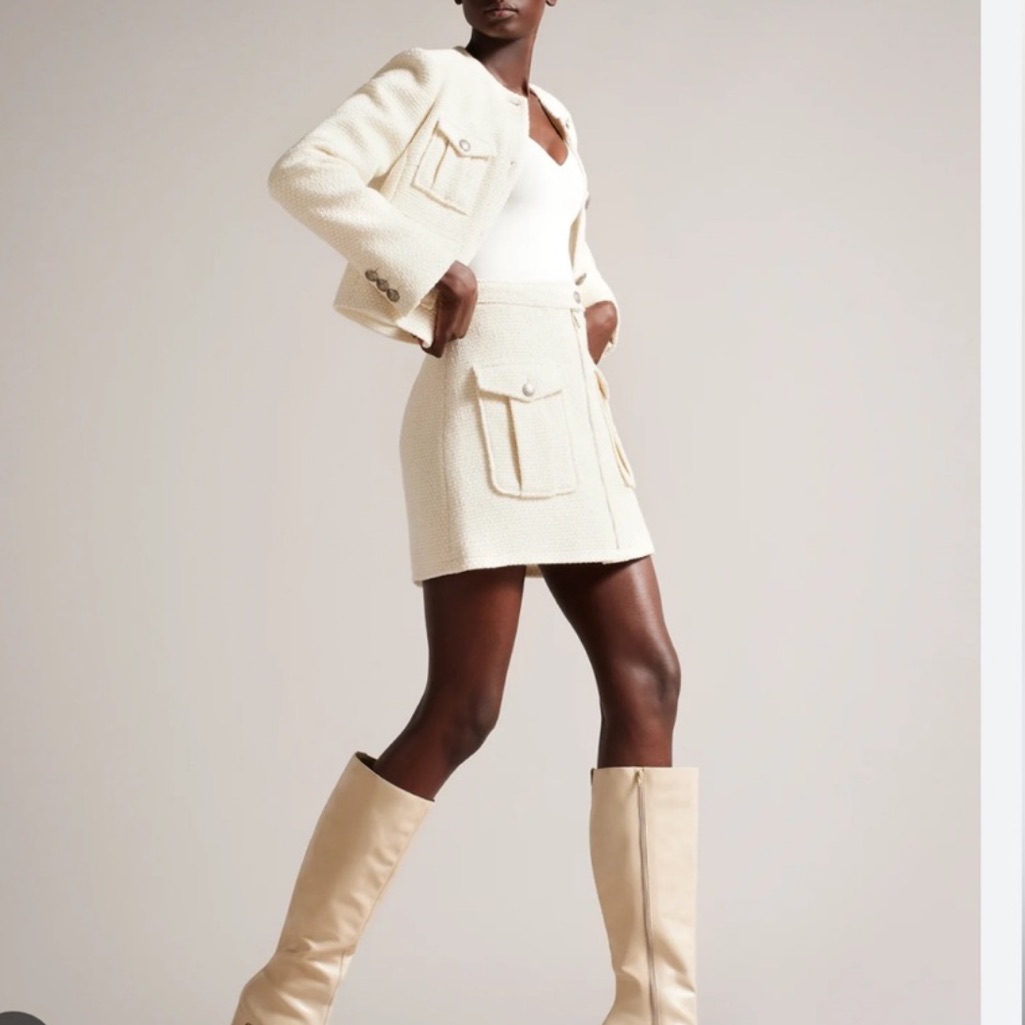 Ted Baker Cremlas Utility Skirt In Ivory W/ Gold Buttons Us Size 12, Ted Size 5